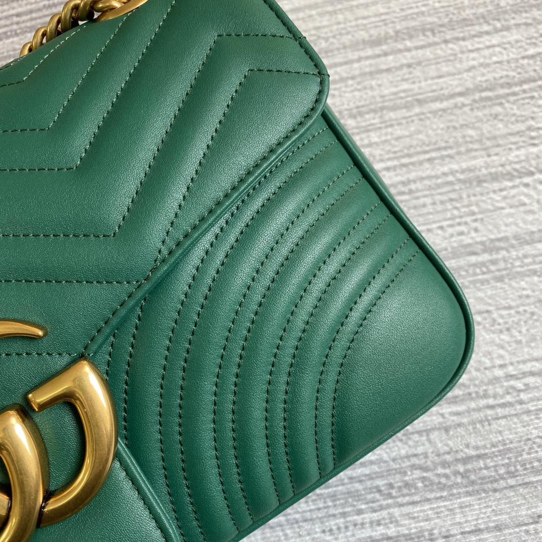 Gucci GG Marmont Medium Matelasse  Shoulder Bag 443496 Green